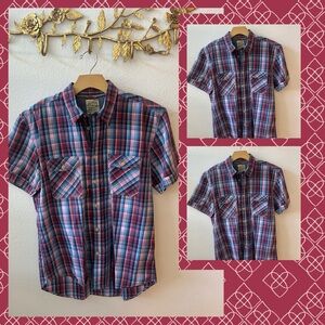 JACHS MEN’S SHORT SLEEVE BUTTON DOWN SHIRT, SIZE LARGE